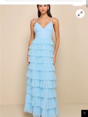 Lulu's Light Blue Tiered Tulle Maxi Dress